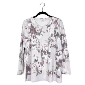 J Jill Pure Jill Watercolor Floral Long Sleeve Pima Cotton Terry Top Size XSP